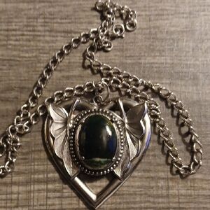 Crystal Heart Black Obsidian Stone Necklace